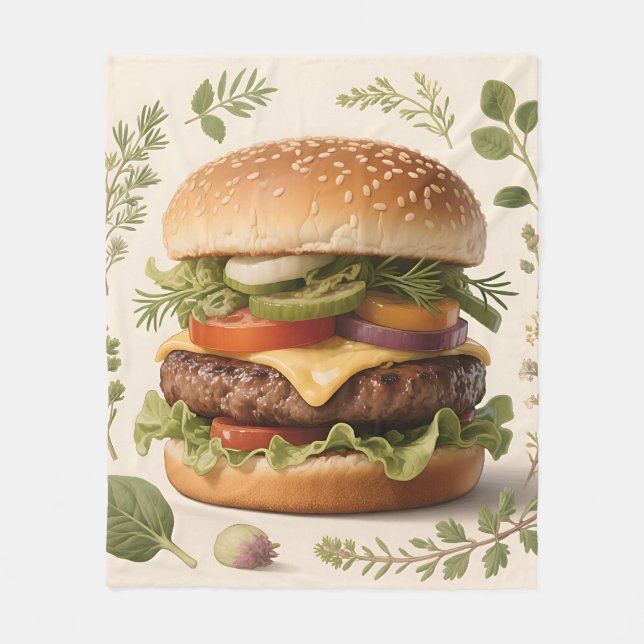 Cobertor De Velo Ilustração de Cheeseburger Gourmet (Frente)