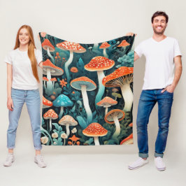 Cobertor De Velo Ilustração de Cogumelos Florestais Whimsical