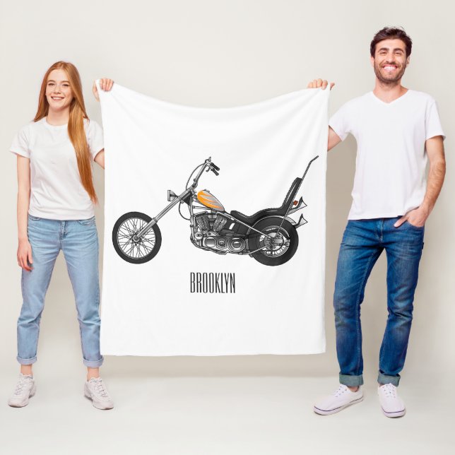 Cobertor De Velo Ilustração de desenho animado Chopper Motorcycle 1 (In Situ)