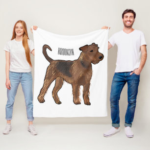 Cobertor De Velo Ilustração de desenho animado de cão Airedale terr
