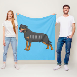 Cobertor De Velo Ilustração de desenho animado de cão rottweiler
