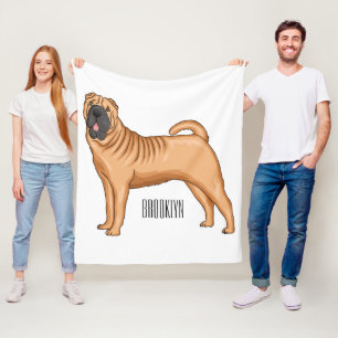 Cobertor De Velo Ilustração de desenho animado de cão Shar-Pei chin
