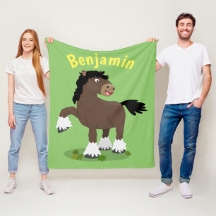 Cobertor De Velo Ilustração de desenho animado de cavalo de corte