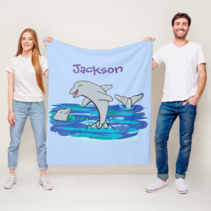 Cobertor De Velo Ilustração de desenho animado de golfinhos alegres
