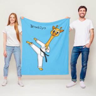 Cobertor De Velo Ilustração de desenho animado de Kung Fu girafa