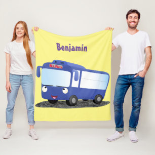 Cobertor De Velo Ilustração de desenho animado de ônibus moderno az