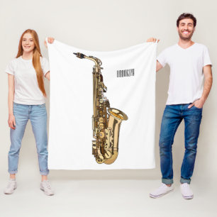 Cobertor De Velo Ilustração de desenho animado de saxofone