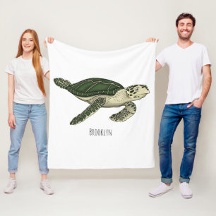 Cobertor De Velo Ilustração de desenho animado de tartaruga marinha