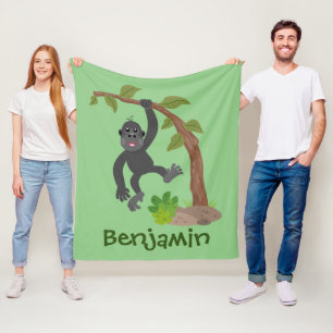 Cobertor De Velo Ilustração de desenho animado de um gorila bebê fo
