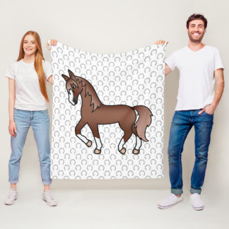 Cobertor De Velo Ilustração de desenho animado fofo de cavalo trota