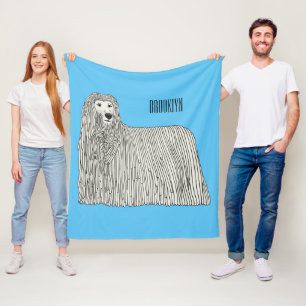 Cobertor De Velo Ilustração de desenho de cães Komondor