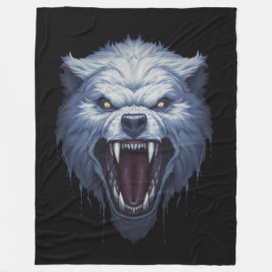 Cobertor De Velo Ilustração de Fantasia Sombria da Cabeça de Lobo B