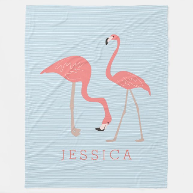 Cobertor De Velo Ilustração de Flamingos Rosa-Bonito (Frente)