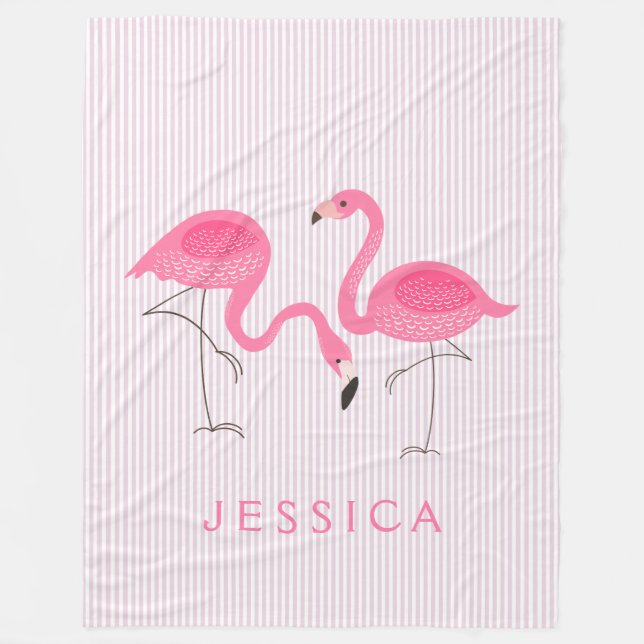 Cobertor De Velo Ilustração de Flamingos Rosa-Bonito (Frente)