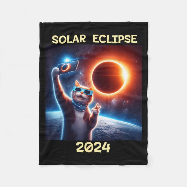Cobertor De Velo Ilustração de Gato com Eclipse Solar (Frente)