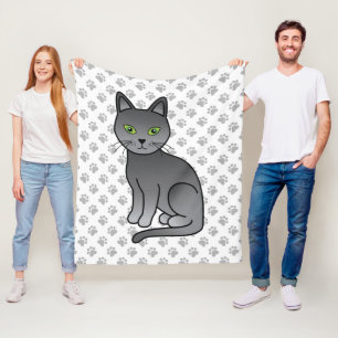 Cobertor De Velo Ilustração de Gato de Cartoon Azul Russo - Ilustra