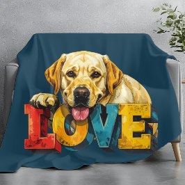 Cobertor De Velo Ilustração de Labrador de Amor de Laboratório Azul