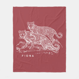 Cobertor De Velo Ilustração de Leopardos Queimada Siena Fleece Blan