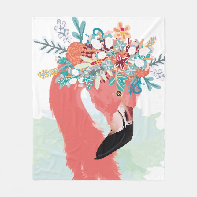 Cobertor De Velo Ilustração de moda com flamingoflami rosa desenhad (Frente)