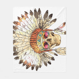 Cobertor De Velo Ilustração de Moda Nativa Americana do Crânio