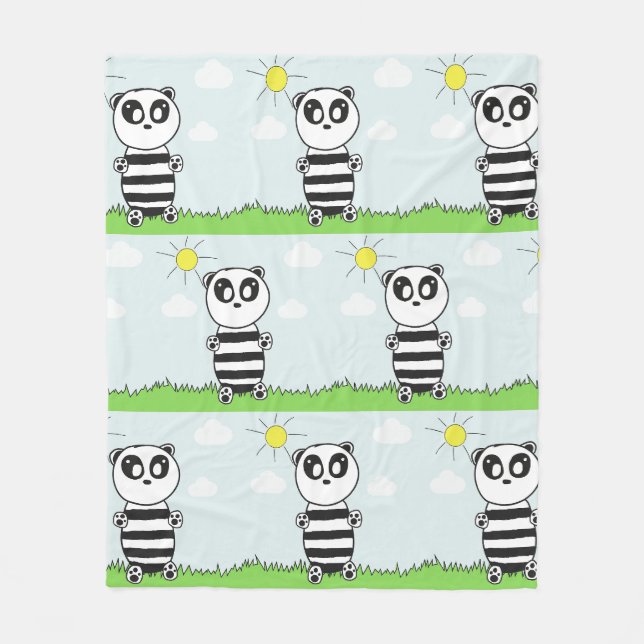 Cobertor De Velo Ilustração de Panda Fofo (Frente)