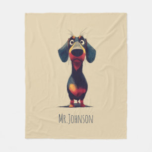 Cobertor De Velo Ilustração de Personagem de Dachshund Caprichosa