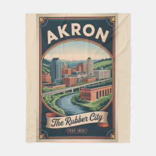 Cobertor De Velo Ilustração de Poster de Viagem Retro Vintage Akron