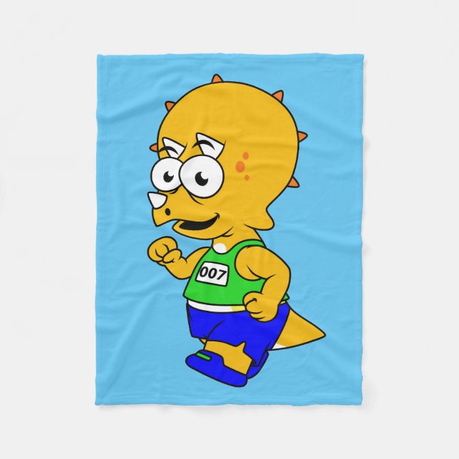 Cobertor De Velo Ilustração De Um Corredor De Tricerátops. (Frente)