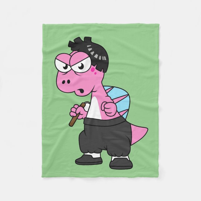 Cobertor De Velo Ilustração De Um Espinossauro Bruce Lee. (Frente)