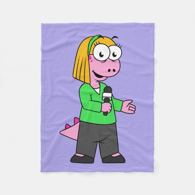 Cobertor De Velo Ilustração De Um Repórter De Notícias Do Allosauru (Frente)