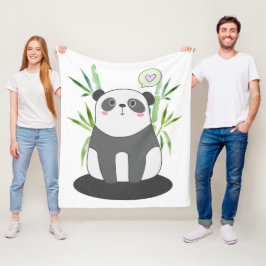 Cobertor De Velo Ilustração de Urso de Panda Preto e Branco