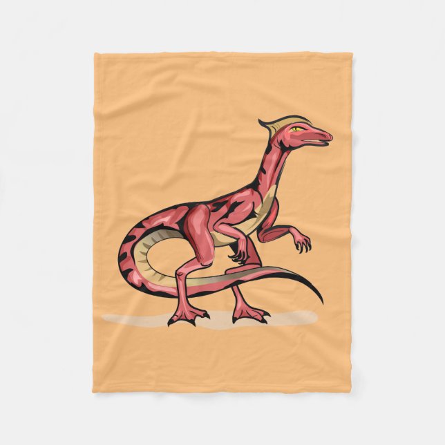 Cobertor De Velo Ilustração De Velociraptor. (Frente)