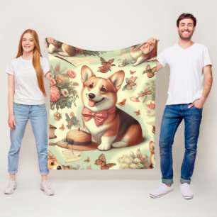 Cobertor De Velo Ilustração do Cardião Vintage Welsh Corgi