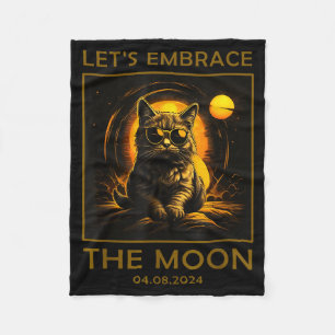 Cobertor De Velo Ilustração do Gato Abraçando o Eclipse Solar Total