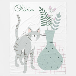 Cobertor De Velo Ilustração do Lover de Gato Floral de na moda Pers