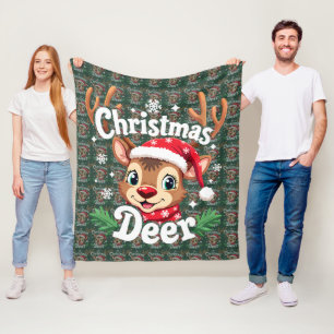 Cobertor De Velo Ilustração Fofa de Veado de Natal