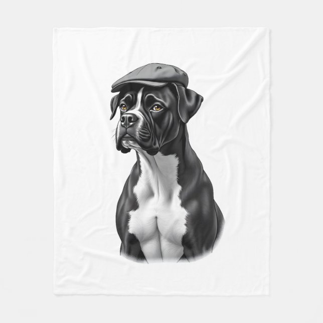 Cobertor De Velo Ilustração Gráfica Monocromática de Boxer Antigo e (Frente)