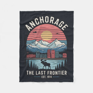 Cobertor De Velo Ilustração Retro de Viagem de Anchorage Alaska Vin