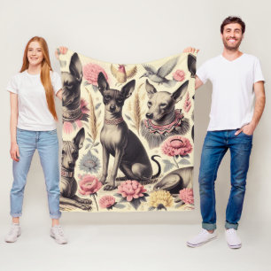 Cobertor De Velo Ilustração sem costura da Retro Xoloitzcuintle
