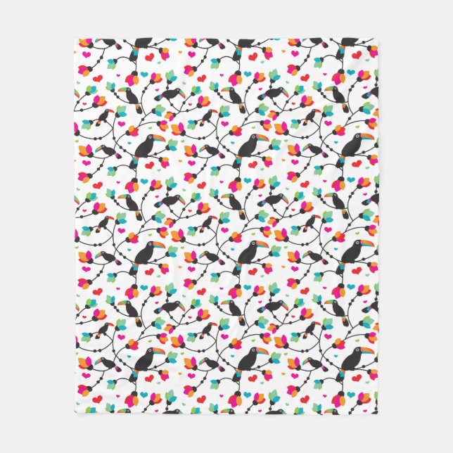 Cobertor De Velo ilustração tropical do pássaro toucan bonito (Frente)