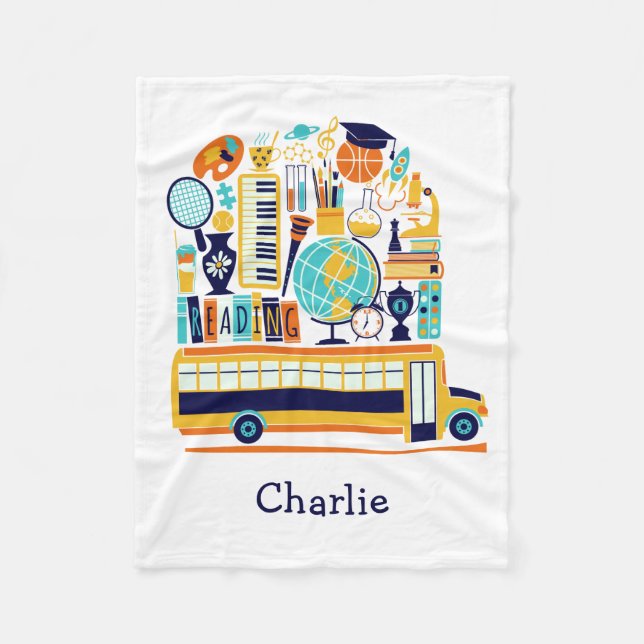 Cobertor De Velo Ilustrações Escolares com nomes personalizados cob (Frente)
