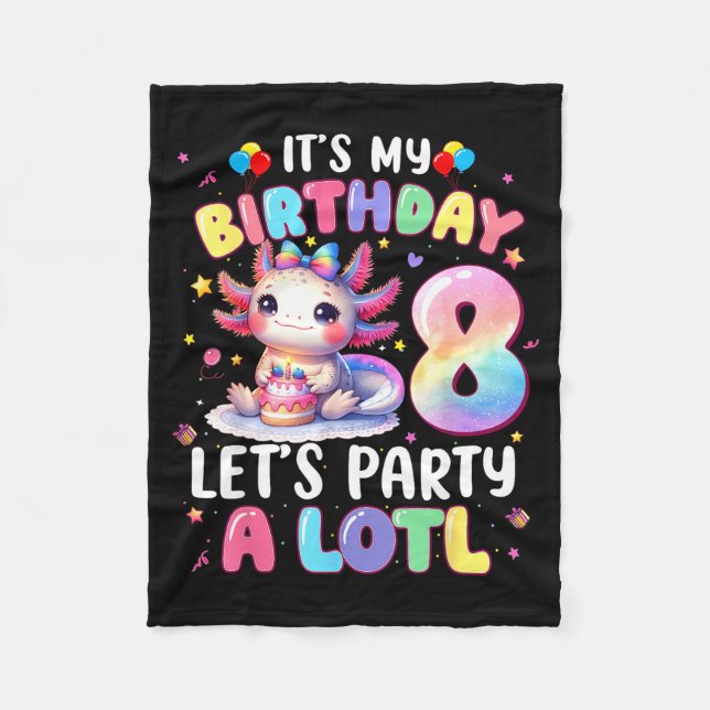 Cobertor De Velo I'm 8th Birthday Girl Cute Axolotl 8 Year Old Bday (Frente)