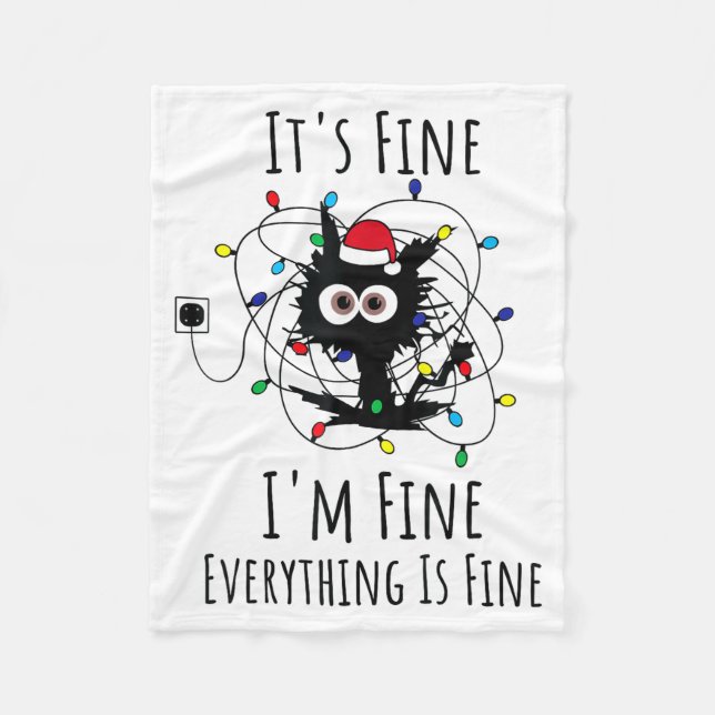 Cobertor De Velo I'm Fine Everything Is Fine Cute Cat Christmas Lig (Frente)