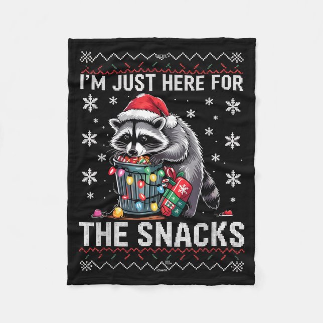 Cobertor De Velo I'm Just Here For Snacks Raccoon Christmas Kids To (Frente)