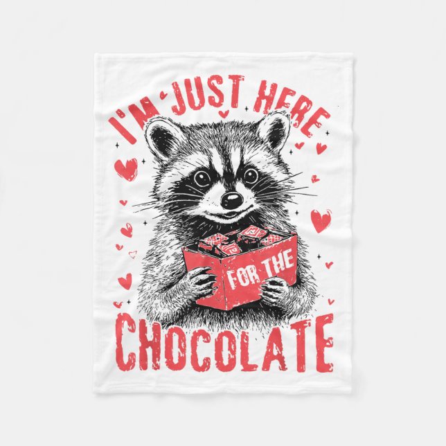 Cobertor De Velo I'm Just Here For The Chocolate Funny Raccoon Vale (Frente)