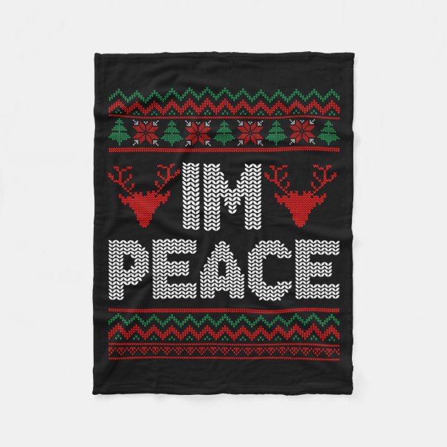 Cobertor De Velo I'm Peace Couple Matching Christmas Ugly Sweater  (Frente)