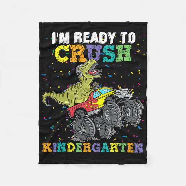 Cobertor De Velo I'm Ready To Crush Kindergarten Monster Truck Dino (Frente)