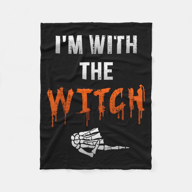 Cobertor De Velo I'm With Witch Skeleton Hand Funny Halloween Husba (Frente)