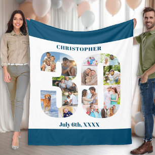 Cobertor De Velo Imagem aniversário de 30 anos azul de Colagem de 