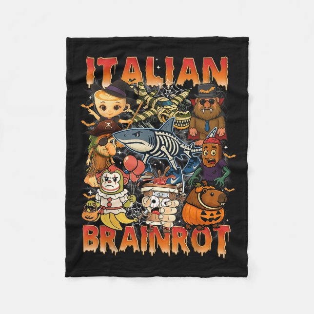 Cobertor De Velo Imagem do Brainrot Italiano Halloween C (Frente)
